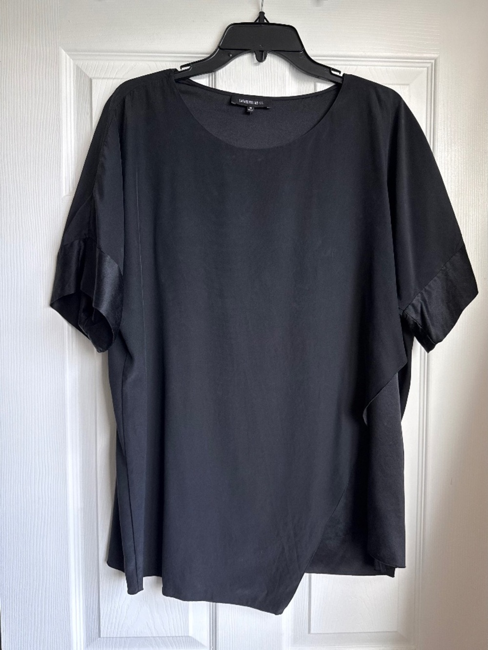 Lafayette 148 New York 100% Silk Black Asymmetrical Blouse